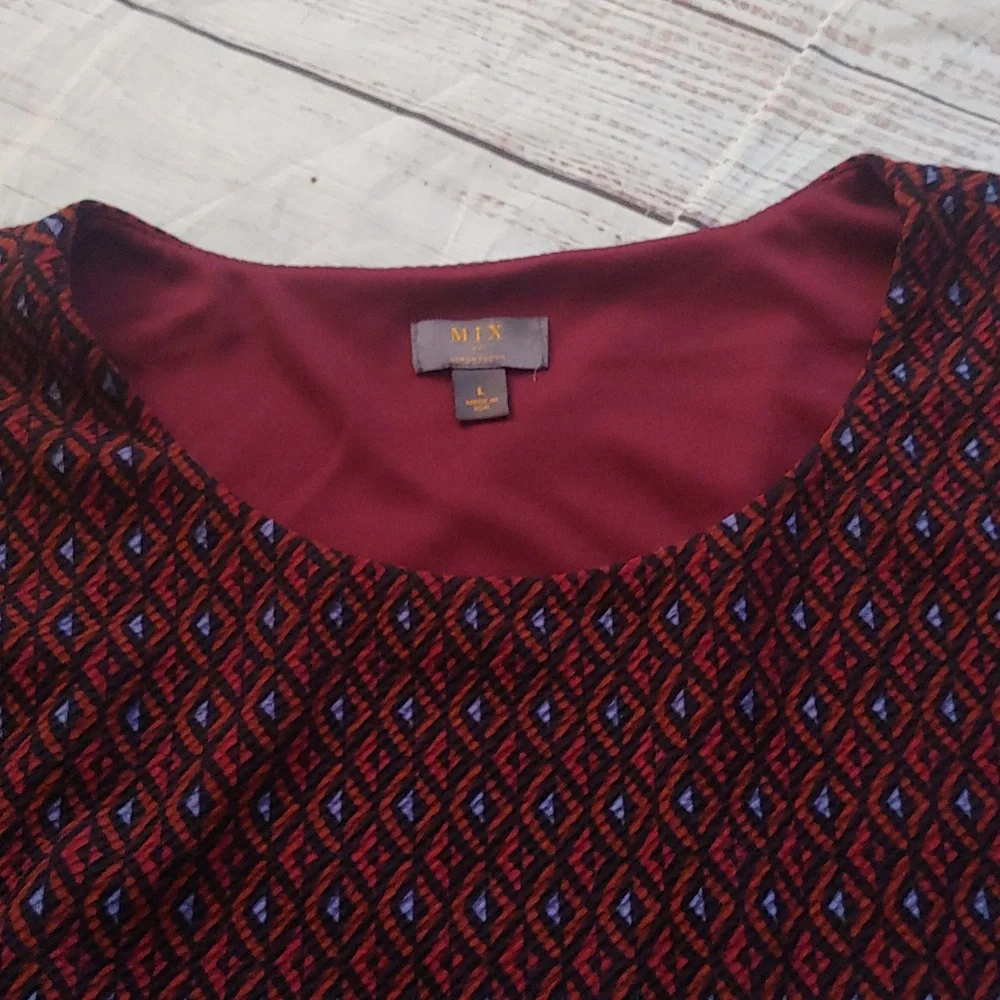 41 Hawthorn Burgundy & Blue Patterned Dress with‎ Pockets - Picture 4 of 9